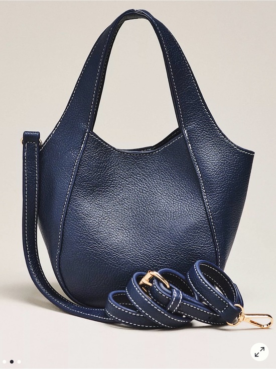 Anthropologie Handbags - Anthropologie Navy Pebble-Texture super soft Shoulder Tote with Detachable Strap